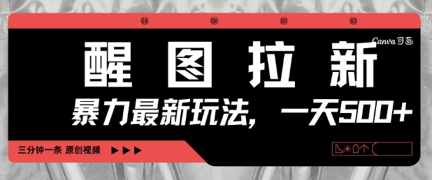 醒图拉新，暴力新玩法，光用手机三分钟制作一条视频，一天轻松5张——生财有道创业项目网