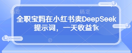 全职宝妈在小红书卖DeepSeek提示词，一天收益1k——生财有道创业项目网