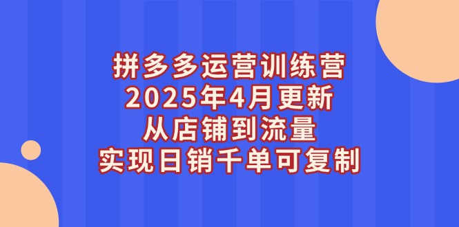 （14469期）拼多多运营训练营2025年4月更新，从店铺到流量，实现日销千单可复制_生财有道创业项目网
