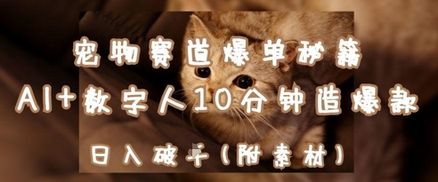 宠物赛道爆单秘籍：AI+数字人10分钟造爆款，日入1k——生财有道创业项目网