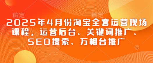 2025年4月份淘宝全套运营现场课程，运营后台、关键词推广、SEO搜索、万相台推广——生财有道创业项目网