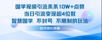 国学视频引流条条10W+点赞当日引流变现超4位数——生财有道创业项目网