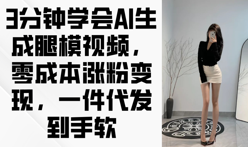 图片[1]-（14537期）3分钟学会AI生成腿模视频，零成本涨粉变现，一件代发到手软_生财有道创业项目网-生财有道