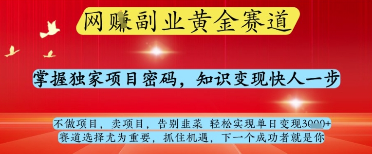 图片[1]-网创副业黄全赛道，掌握独家项目密码，知识变现快人一步，告别韭菜轻松实现单日变现1k+【揭秘】——生财有道创业项目网-生财有道