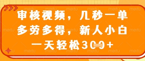 视频审核员，几秒一单，不限时间，不限地点，多做多得，新人小白一天轻松几张+【揭秘】——生财有道创业项目网