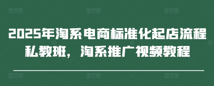 2025年淘系电商标准化起店流程私教班，淘系推广视频教程——生财有道创业项目网