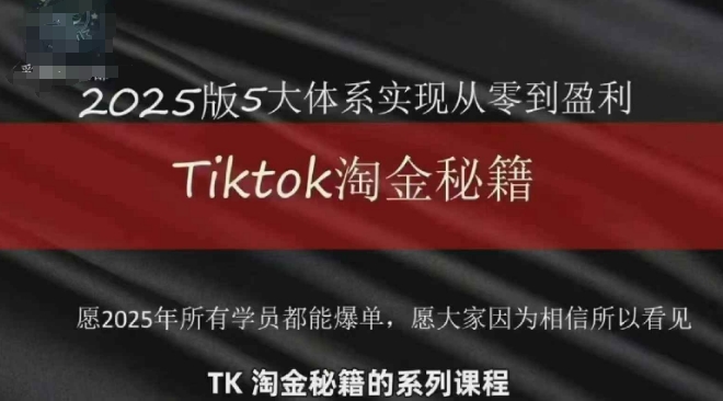 TikTok跨境2025淘金秘籍，​2025TikTok从0到盈利变现——生财有道创业项目网
