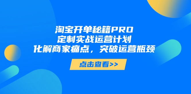 （14642期）淘宝开单秘籍PRO，定制实战运营计划，化解商家痛点，突破运营瓶颈_生财有道创业项目网