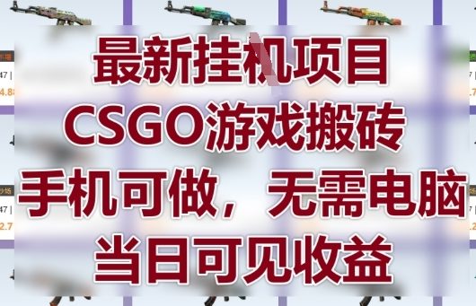 最新挂G项目，CSGO游戏搬砖，手机可做，无需电脑，当日见收益【揭秘】——生财有道创业项目网