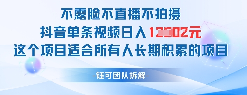 不露脸不直播不拍摄抖音单条视频日入1k+这个项目适合所有人长期积累的项目——生财有道创业项目网