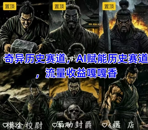图片[1]-抖音奇异历史赛道，AI赋能历史赛道，流量收益嘎嘎香，狂撸伙伴计划——生财有道创业项目网-生财有道