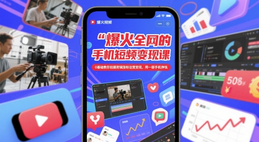 爆火全网的手机短视频变现课，0基础教你拍摄剪辑涨粉运营变现，用一部手机挣钱——生财有道创业项目网