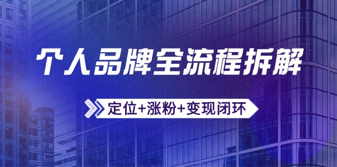 （14799期）个人品牌全流程拆解：定位+涨粉+变现闭环，微信生态运营与资源整合_生财有道创业项目网