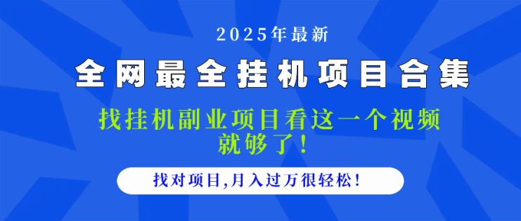 （14804期）2025最全挂机项目合集 找项目看这一个视频就够了，做对项目月入过万很…_生财有道创业项目网