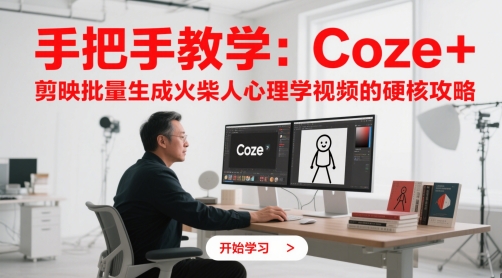 手把手教学：Coze + 剪映批量生成火柴人心理学视频的硬核攻略——生财有道创业项目网