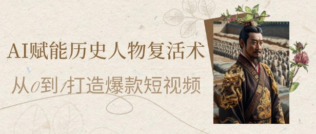 AI赋能历史人物复活术：从0到1打造爆款短视频，7天涨粉10W，小白也能月入过1W——生财有道创业项目网