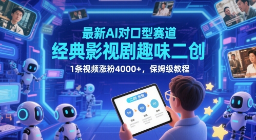 最新AI对口型赛道，经典影视剧趣味二创，1条视频涨粉4000+，保姆级教程——生财有道创业项目网