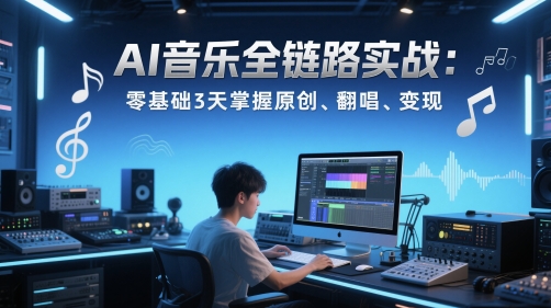 AI音乐全链路实战变现课：零基础3天掌握原创、翻唱、变现——生财有道创业项目网