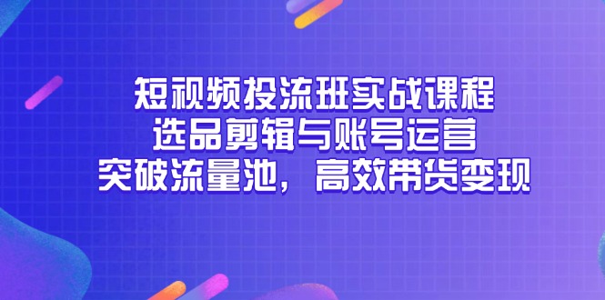 （14868期）短视频投流班实战课程，选品剪辑与账号运营，突破流量池，高效带货变现_生财有道创业项目网