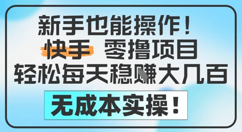 新手也能操作，快手零撸挣米，轻松每天挣2-5张，完全无成本——生财有道创业项目网