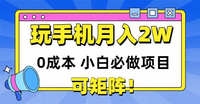 图片[1]-（14879期）玩玩手机月入20000+，0成本小白必做项目，可矩阵_生财有道创业项目网-生财有道