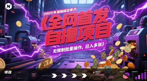 全网首发，2025年最新稳定暴力全自动自撸项目，无限制批量操作，日入多张【揭秘】——生财有道创业项目网