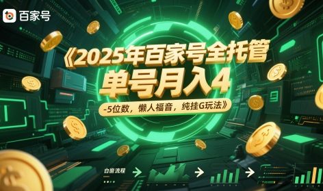 2025年百家号全托管,单号月入4-5位数,懒人福音,纯挂G玩法【揭秘】——生财有道创业项目网