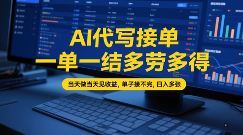 AI代写接单，一单一结多劳多得，当天做当天见收益，单子接不完，日入多张【全网最全实操课程】——生财有道创业项目网