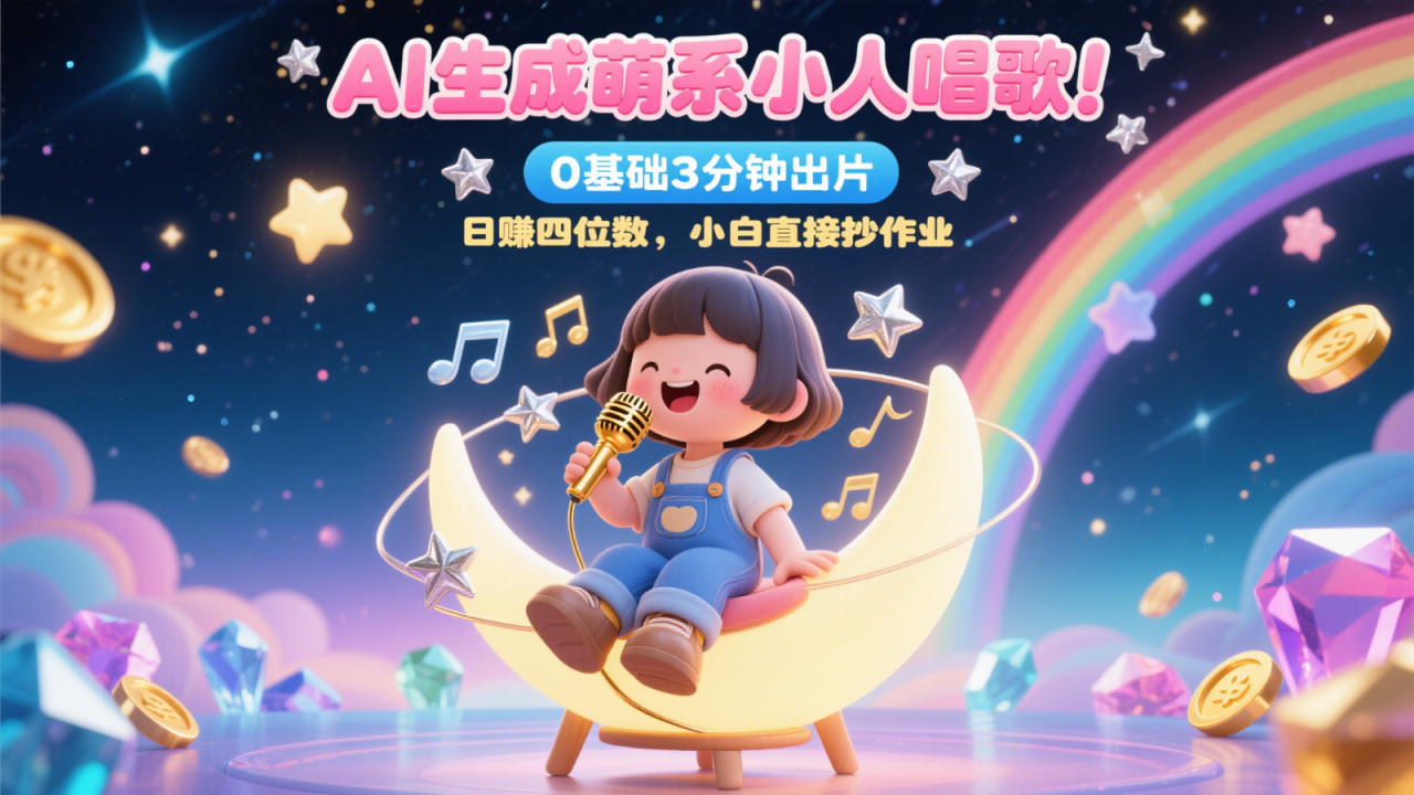 图片[1]-AI生成萌系小人唱歌！0基础3分钟出片，28个作品涨粉9万，日赚四位数，小白直接抄作业_生财有道创业网-生财有道