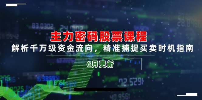 （14976期）主力密码股票课程，解析千万级资金流向，精准捕捉买卖时机指南（6月更新）_生财有道创业项目网