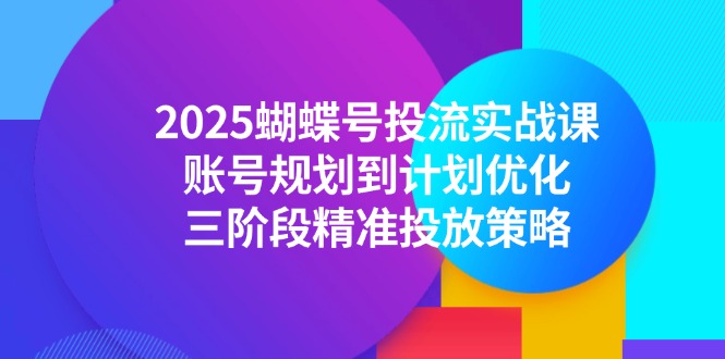 （14987期）2025蝴蝶号投流实战课，账号规划到计划优化，三阶段精准投放策略_生财有道创业项目网