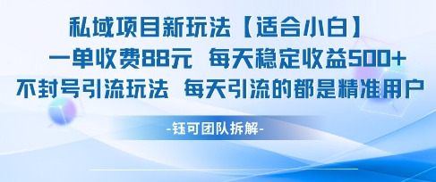 私域项目新玩法【适合小白】 一单收费88.每天稳定收益几张——生财有道创业项目网