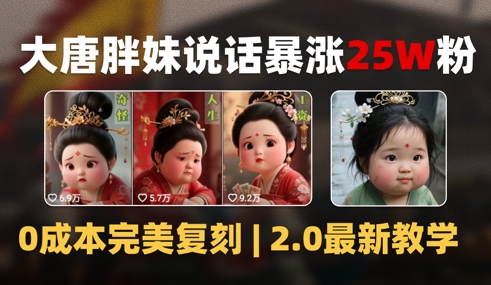 AI大唐胖贵妃说话2.0，40条视频暴涨40w粉，附独家变现攻略——生财有道创业项目网