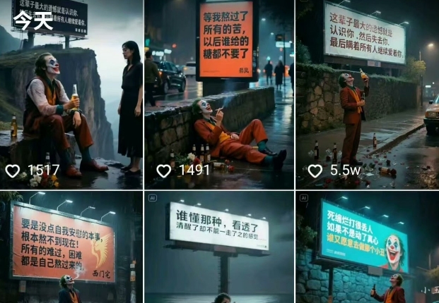 图片[2]-一条视频竟然15W赞！用AI制作小丑自嘲扎心文案视频，当下非常火爆的短视频流量神器——生财有道创业项目网-生财有道