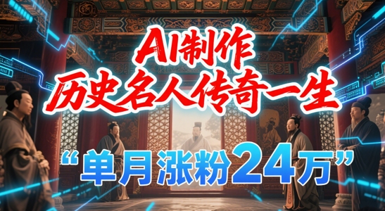 暴力起号！用AI制作历史名人传奇一生，单月涨粉24W，涨粉+变现赛道黑马来了——生财有道创业项目网