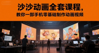 沙沙动画全套课程，教你一部手机零基础制作动画视频——生财有道创业项目网