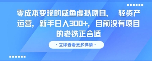 零成本变现的咸鱼虚拟项目， 轻资产运营，新手日入3张+，目前没有项目的老铁正合适——生财有道创业项目网