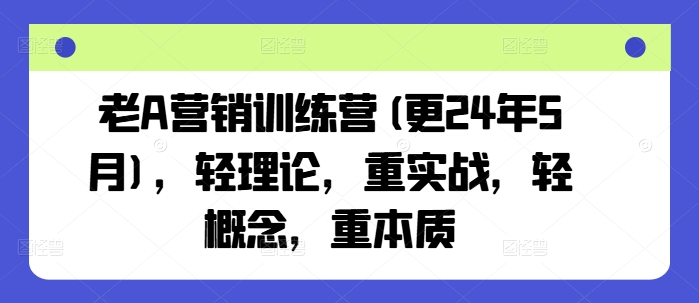 老A营销训练营(更25年6月)，轻理论，重实战，轻概念，重本质——生财有道创业项目网