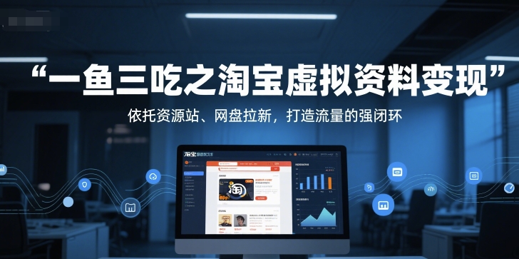 一鱼三吃之淘宝虚拟资料变现，依托资源站、网盘拉新，打造流量的强闭环——生财有道创业项目网