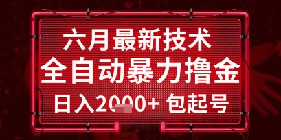 六月最新技术全自动暴力撸金，稳定日入2k+包起号，长期稳定【揭秘】——生财有道创业项目网