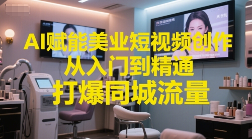 AI赋能美业短视频创作，从入门到精通，打爆同城流量，超级AI工具短视频实操落地——生财有道创业项目网