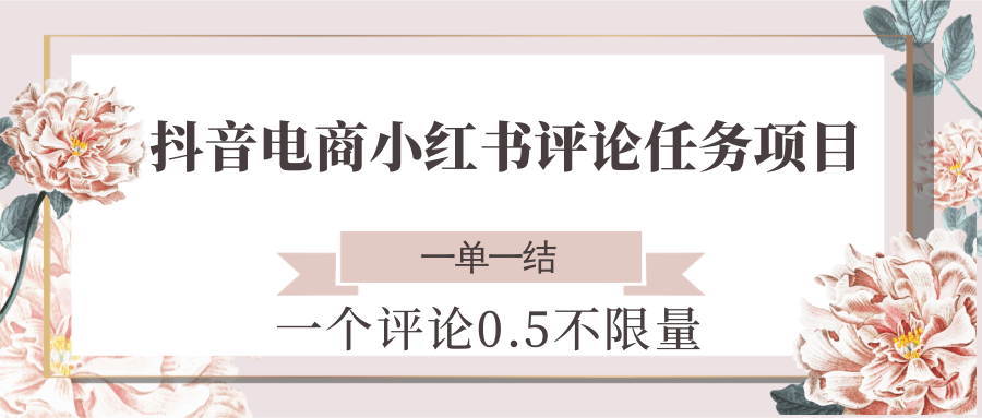 图片[1]-抖音电商小红书评论任务项目，一个评论0.5，一单一结 不限量_生财有道创业网-生财有道
