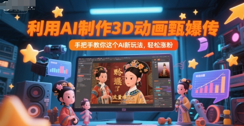 利用AI制作3D动画甄嬛传，流量爆了，手把手教你这个AI新玩法，轻松涨粉——生财有道创业项目网