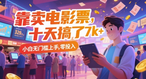 靠卖电影票，十天搞了7k+，小白无门槛上手，零投入【揭秘】——生财有道创业项目网