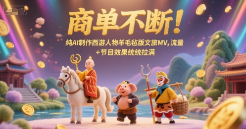 商单不断！纯AI制作西游人物羊毛毡版文旅MV，流量+节目效果统统拉满——生财有道创业项目网