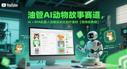 油管AI动物故事赛道，AI+RPA机器人流程自动化制作素材【保姆级教程】——生财有道创业项目网