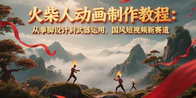 图片[1]-（15171期）火柴人动画制作教程：从拳脚设计到武器运用，国风短视频新赛道_生财有道创业项目网-生财有道