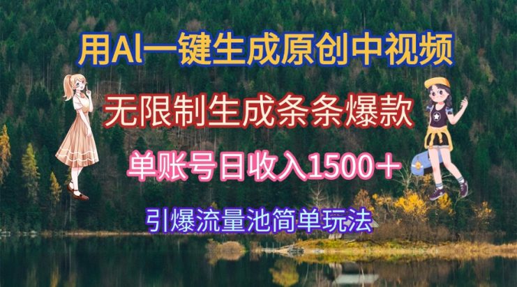 （15210期）用Al一键生成原创中视频，无限制生成条条爆款，单账号日收入1500＋引爆…_生财有道创业项目网