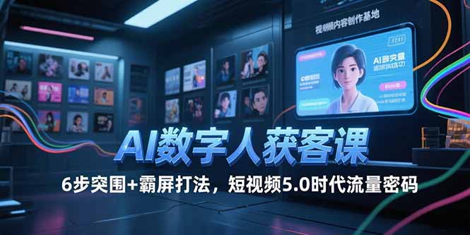 （15247期）AI数字人获客课，6步突围+霸屏打法，短视频5.0时代流量密码_生财有道创业项目网