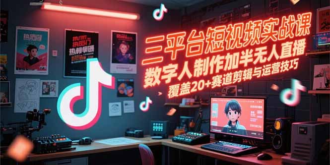 （15265期）三平台短视频实战课，数字人制作加半无人直播，覆盖20+赛道剪辑与运营技巧_生财有道创业项目网